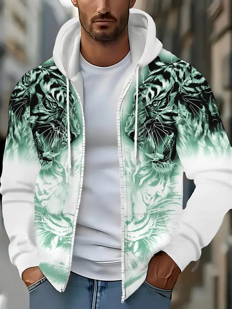 Jonas | Lässige Hoodie-Jacke mit modernem Tigerdesign