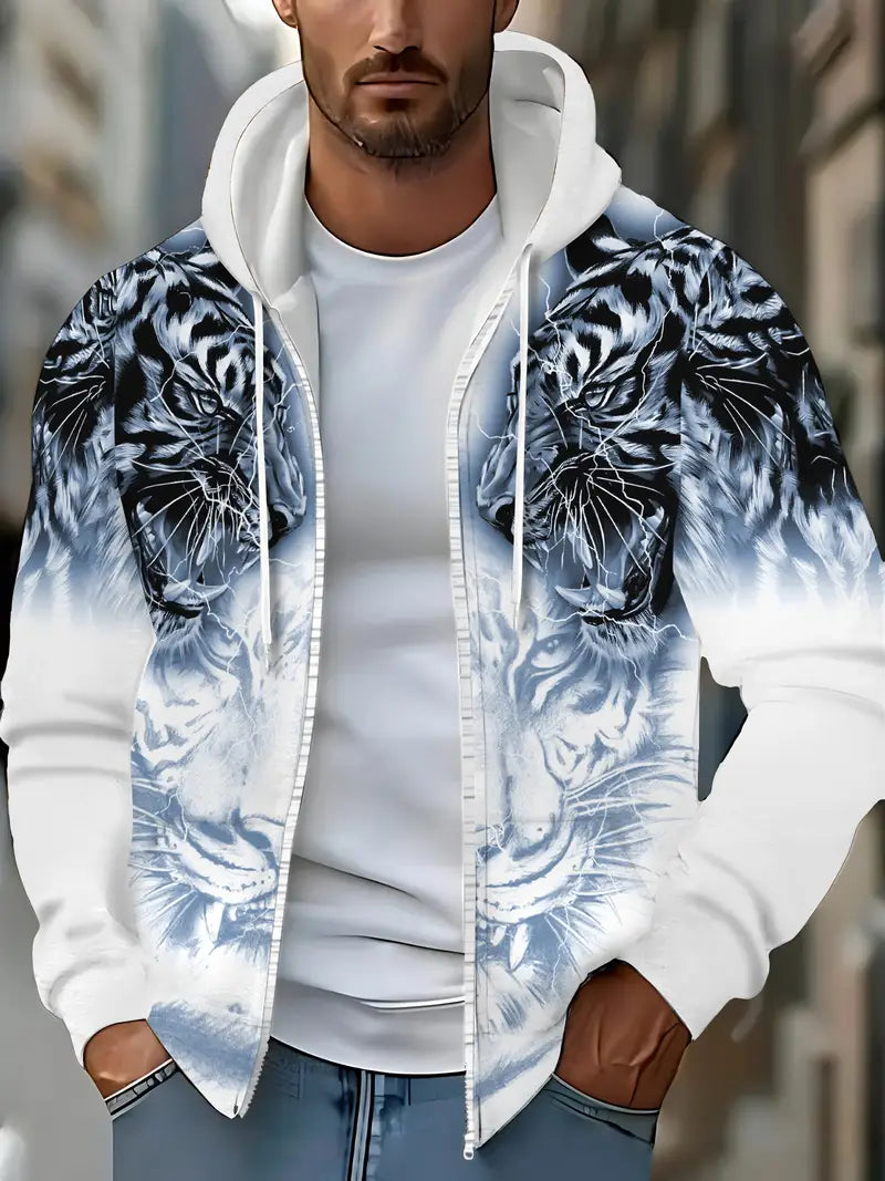 Jonas | Lässige Hoodie-Jacke mit modernem Tigerdesign