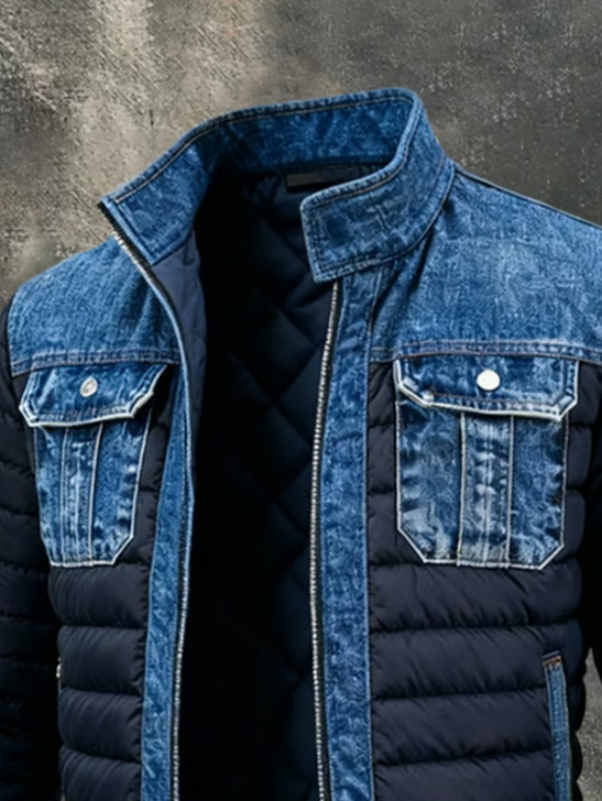 Stefan | Herrenjacke gefüttert mit Denim-Details modern