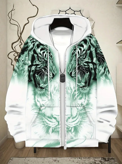 Jonas | Lässige Hoodie-Jacke mit modernem Tigerdesign