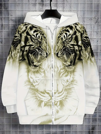 Jonas | Lässige Hoodie-Jacke mit modernem Tigerdesign